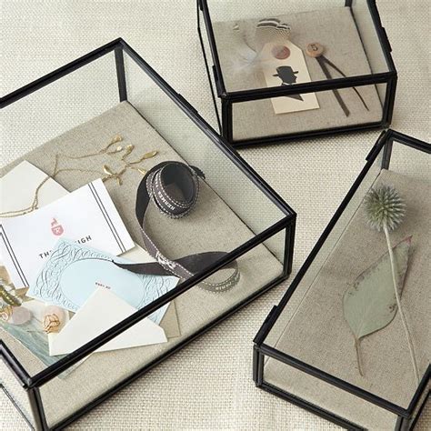 glass and metal shadow box|shadow box with glass lid.